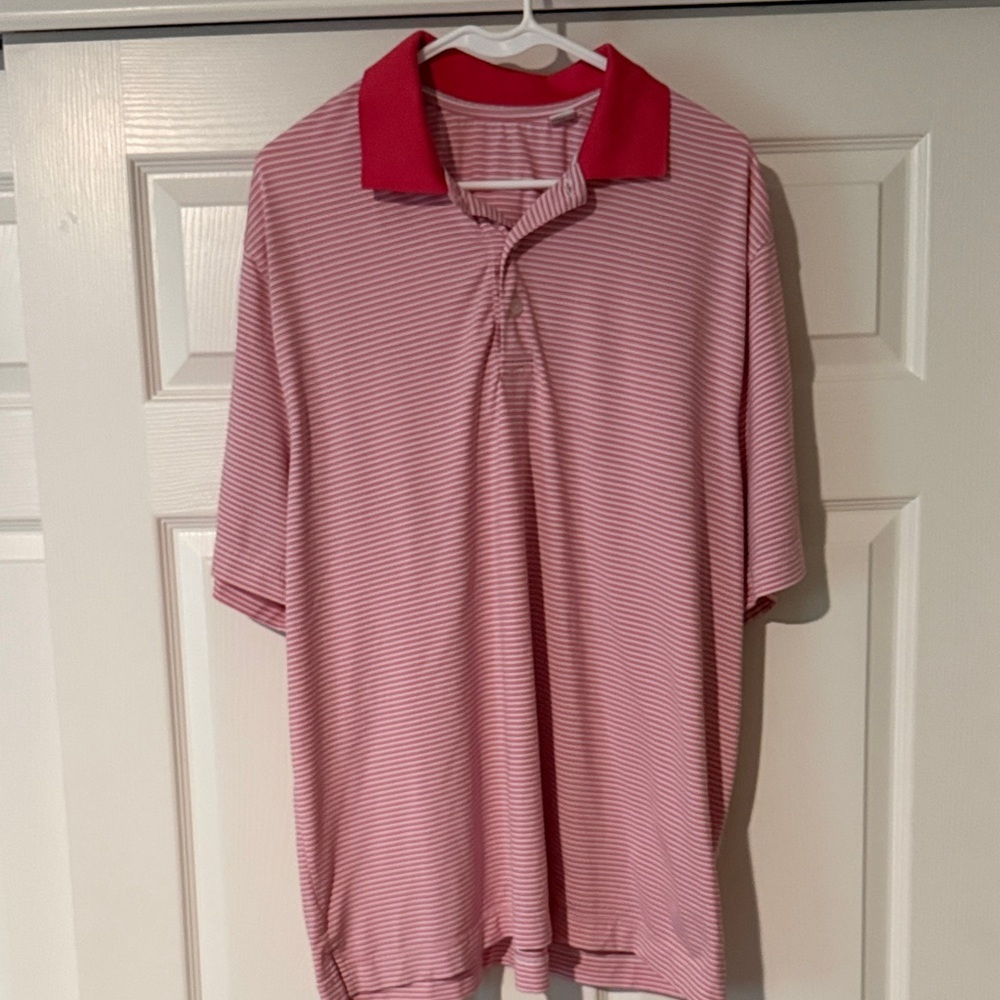 Cutter & Buck Classic Pink and White Striped Polo